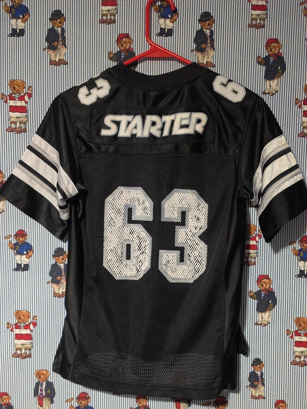 Vintage Starter Kids Black Football Jersey #63 Small 6/7